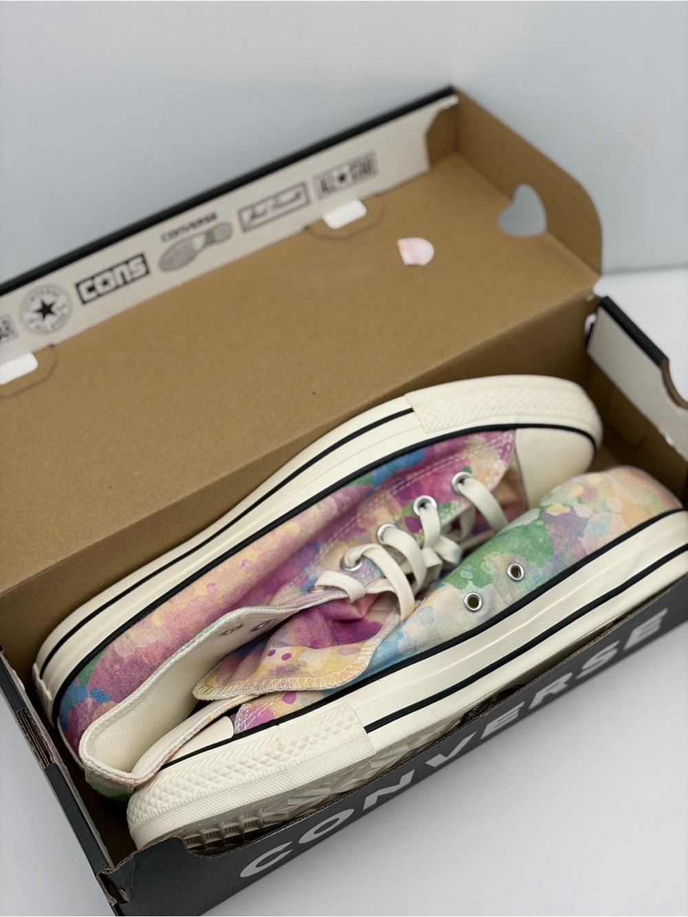 Converse High Top Sneakers - Pastel Multicolor Tie-Dye Man’s 10 - Picture 10 of 11